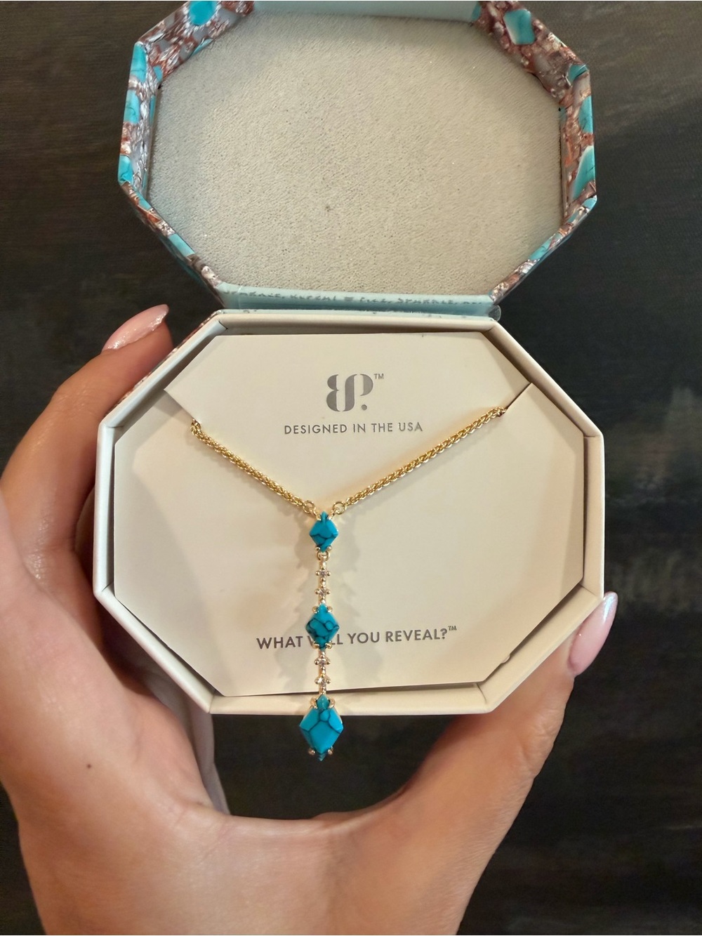 Bomb Party December 2025 “Certified Crowd Warmer” Turquoise Necklace